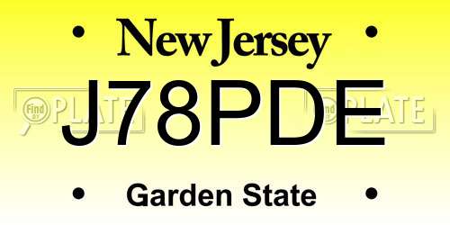 J78PDE New Jersey License Plate