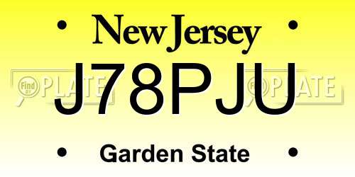 J78PJU New Jersey License Plate