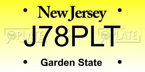 J78PLT New Jersey License Plate