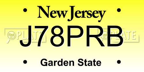 J78PRB New Jersey License Plate