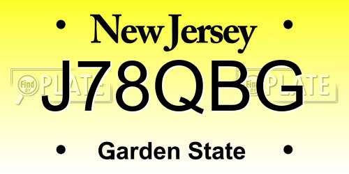 J78QBG New Jersey License Plate