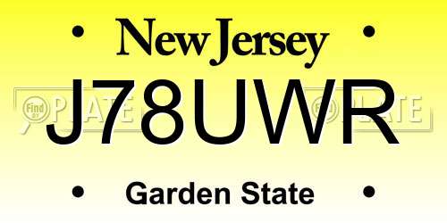 J78UWR New Jersey License Plate