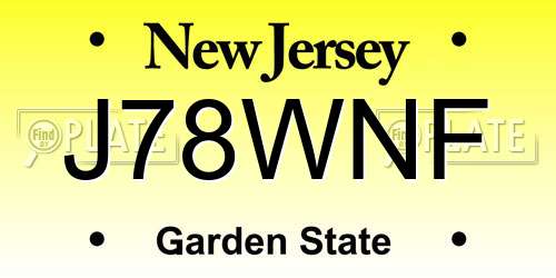 J78WNF New Jersey License Plate