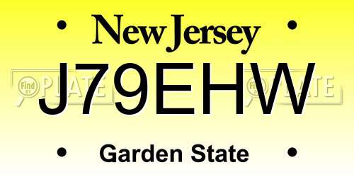J79EHW New Jersey License Plate