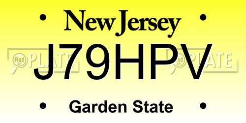 J79HPV New Jersey License Plate
