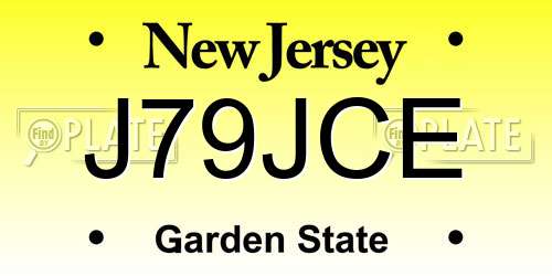 J79JCE New Jersey License Plate