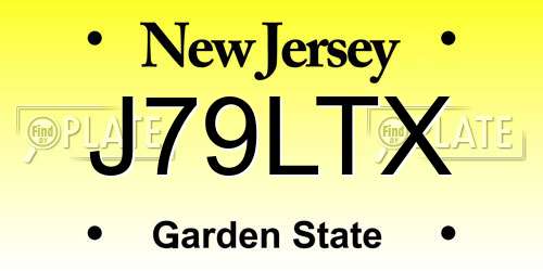 J79LTX New Jersey License Plate
