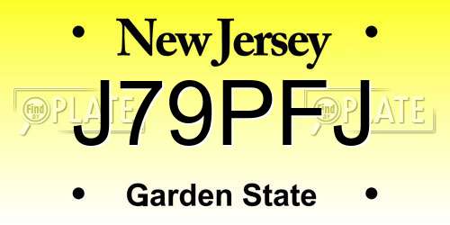 J79PFJ New Jersey License Plate