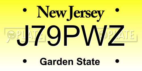 J79PWZ New Jersey License Plate
