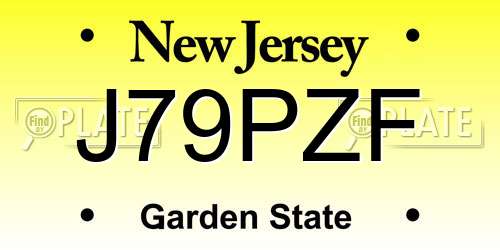 J79PZF New Jersey License Plate