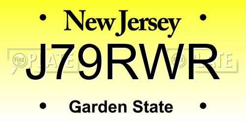 J79RWR New Jersey License Plate