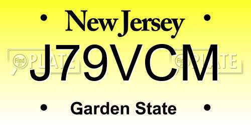 J79VCM New Jersey License Plate