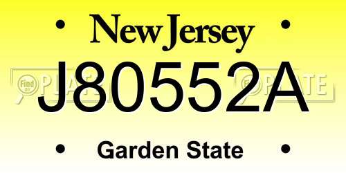 J80552A New Jersey License Plate
