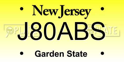 J80ABS New Jersey License Plate