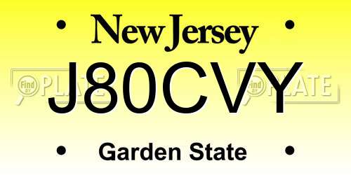 J80CVY New Jersey License Plate