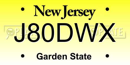 J80DWX New Jersey License Plate