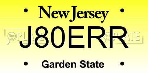 J80ERR New Jersey License Plate