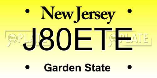 J80ETE New Jersey License Plate