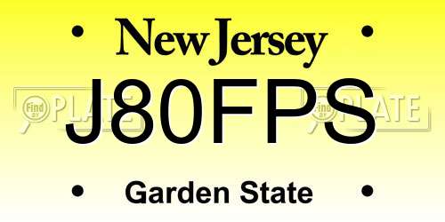 J80FPS New Jersey License Plate