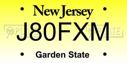 J80FXM New Jersey License Plate