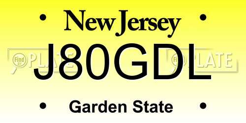 J80GDL New Jersey License Plate