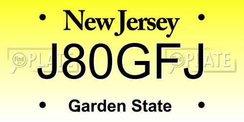 J80GFJ New Jersey License Plate