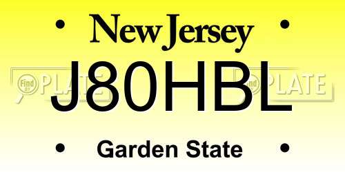 J80HBL New Jersey License Plate