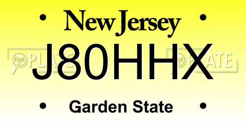 J80HHX New Jersey License Plate