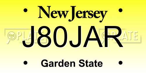 J80JAR New Jersey License Plate