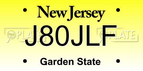 J80JLF New Jersey License Plate
