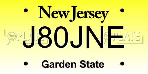 J80JNE New Jersey License Plate