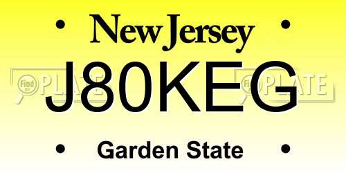 J80KEG New Jersey License Plate