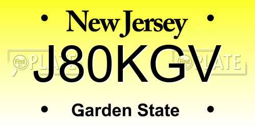J80KGV New Jersey License Plate