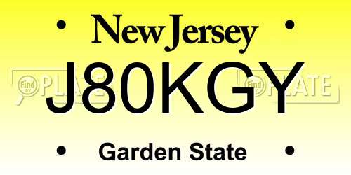 J80KGY New Jersey License Plate