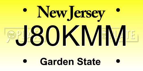 J80KMM New Jersey License Plate