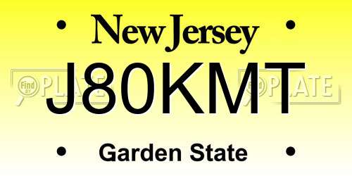 J80KMT New Jersey License Plate