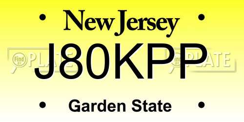 J80KPP New Jersey License Plate