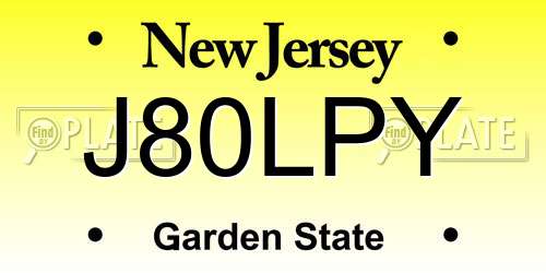 J80LPY New Jersey License Plate