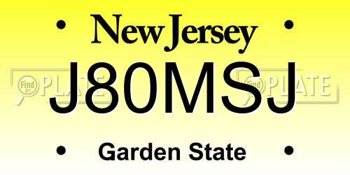 J80MSJ New Jersey License Plate