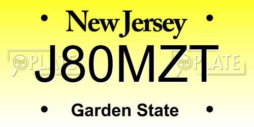 J80MZT New Jersey License Plate