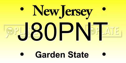J80PNT New Jersey License Plate