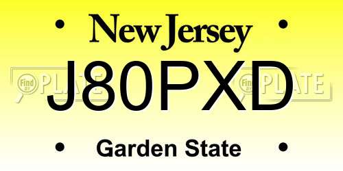 J80PXD New Jersey License Plate