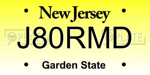 J80RMD New Jersey License Plate