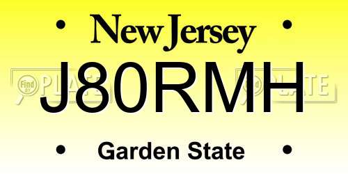 J80RMH New Jersey License Plate