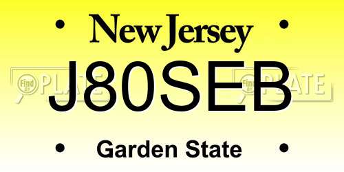 J80SEB New Jersey License Plate
