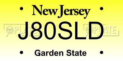 J80SLD New Jersey License Plate