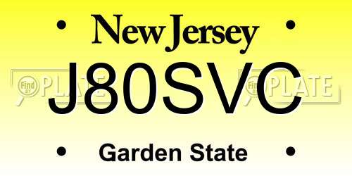 J80SVC New Jersey License Plate