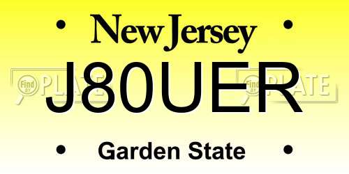 J80UER New Jersey License Plate