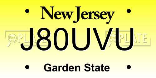 J80UVU New Jersey License Plate