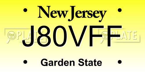 J80VFF New Jersey License Plate